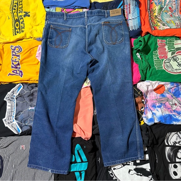 Vintage 80s Long Haul Jeans 44x30 Blue Denim Dark Wash - Picture 2 of 6